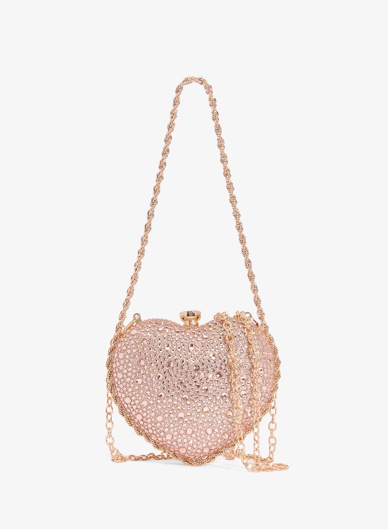 خزانة حقيبة يد نسائية مزينة بالكريستال على شكل قلب - Image 1